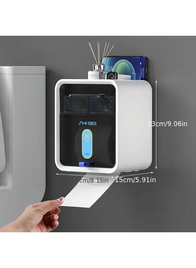 2025 White No Drill Wall Mounted Bathroom Tissue Holder Modern Toilet Paper Dispenser - Image 3